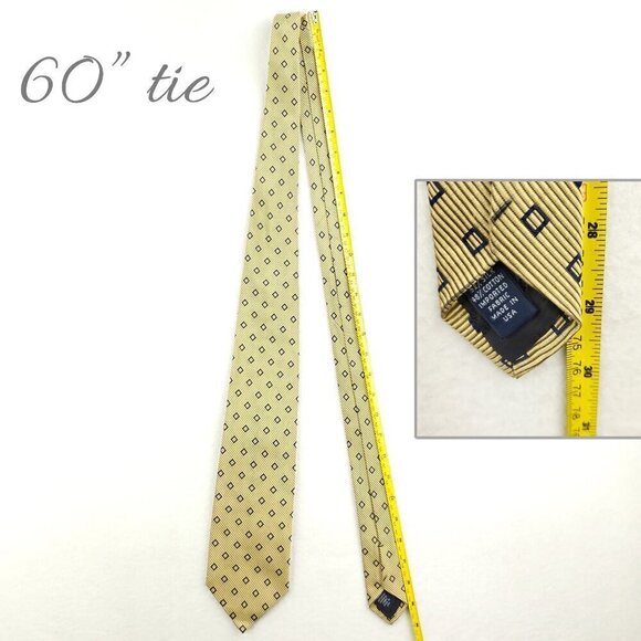 Brooks Brothers Makers Geometric Neck Tie Silk Cotton Textured 60" Gold Made USA - Picture 3 of 12